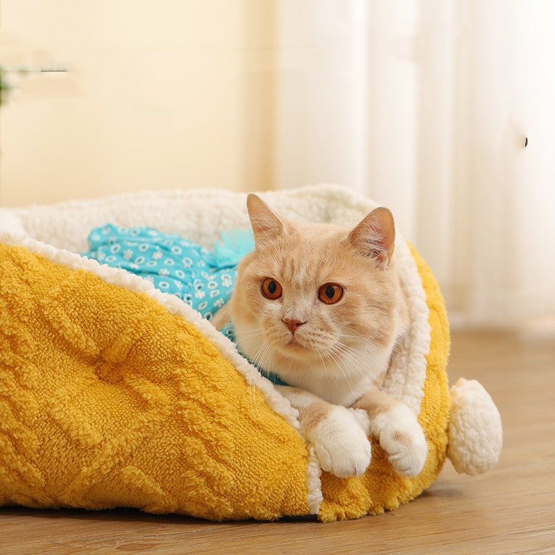 Yellow Cheese Cat Nest Thickened Warm