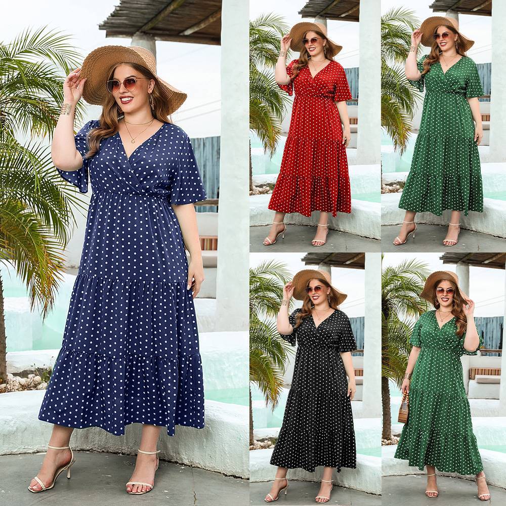 Plus-size Women's Plus-size Polka Dot Casual Holiday Dress