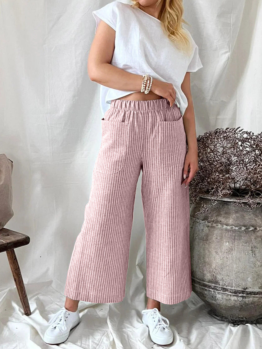 Women's Cotton And Linen Loose Fashion Casual Straight-leg Pants