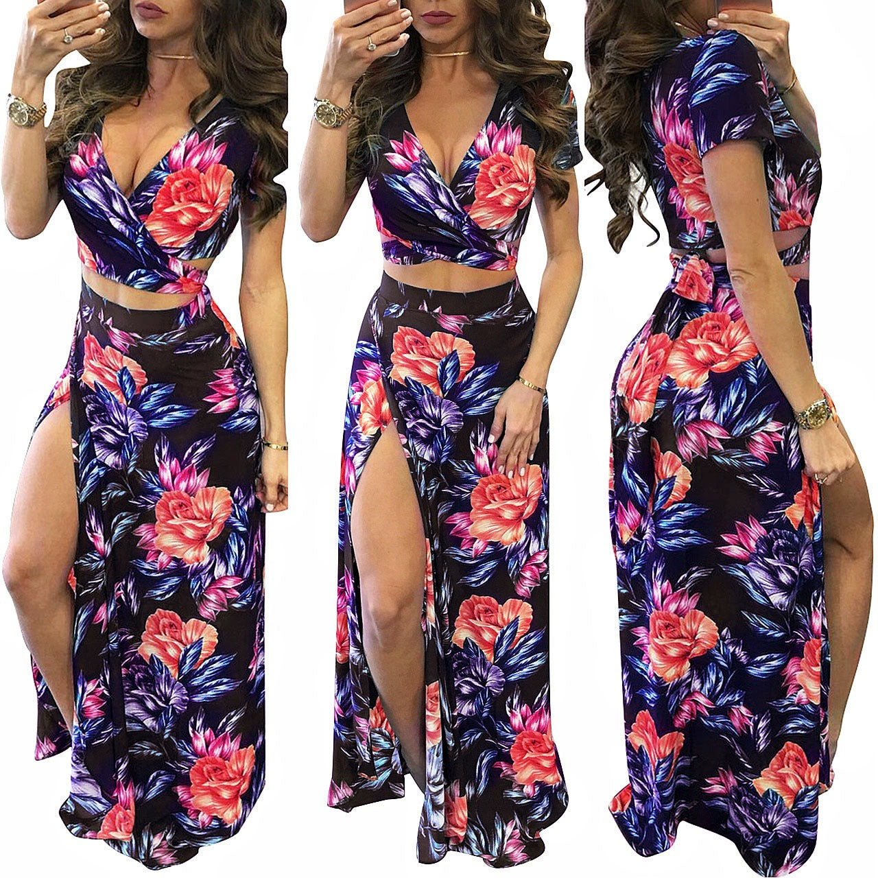 Classic Floral Hot Sale Dress Two Piece Set