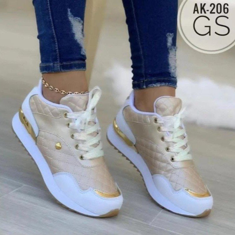 Large Lace Up Sneakers New Round Toe Casual Flat Sole Single Shoe Womens Shoe