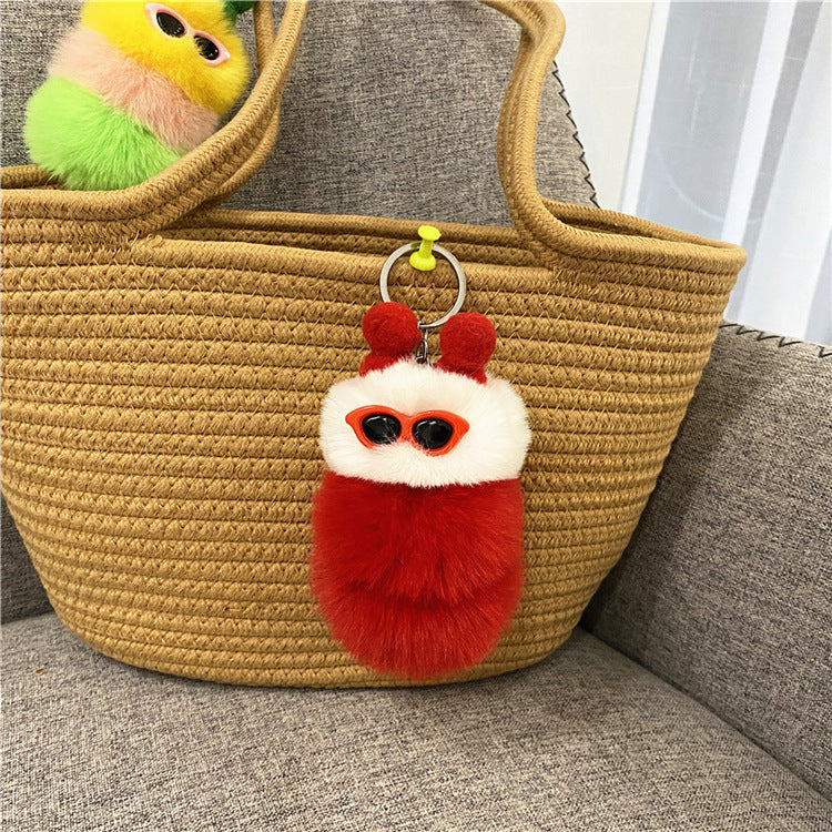 New Cute Caterpillar Key Chain Cartoon Plush Doll Bag Pendant Creative Car Key Chain Small Gift