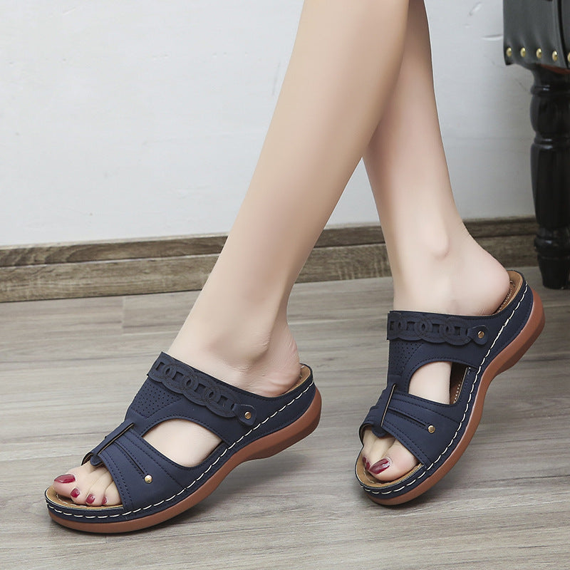 Women's Slippers Wedge Heel Round Toe Roman Shoes