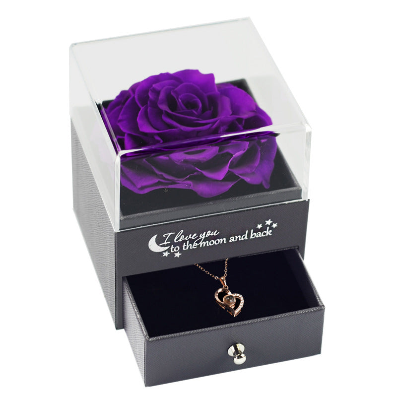 Eternal Flower Jewelry Box Rose Gift Box Necklace Wear Wedding Valentine's Day Gift