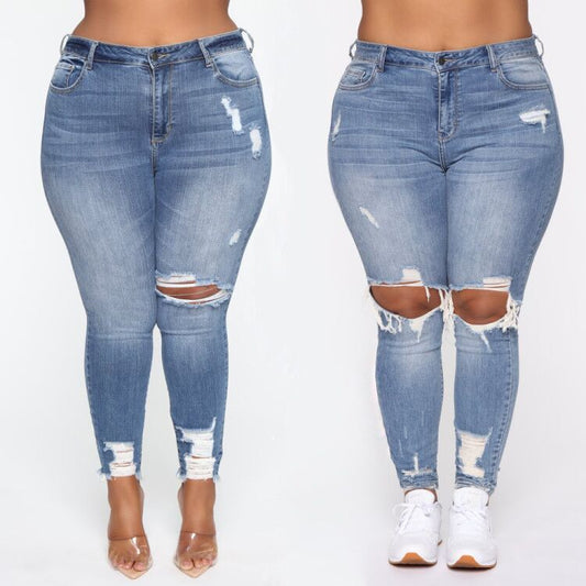 Zerrissene Stretch-Jeans für Damen in Übergröße Jeans in Übergröße