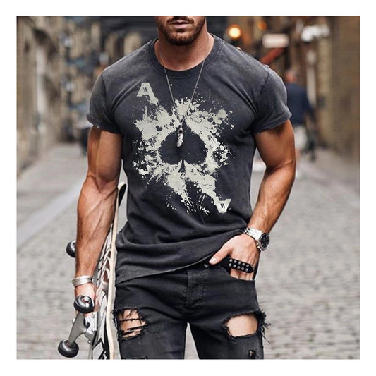 Short Sleeved Shirt Men's A Of Spades Print Crew Neck T Shirt