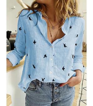 Solid Color Casual Loose Long Sleeve Linen Shirt