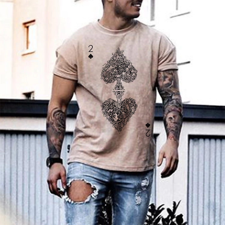 Short Sleeved Shirt Men's A Of Spades Print Crew Neck T Shirt