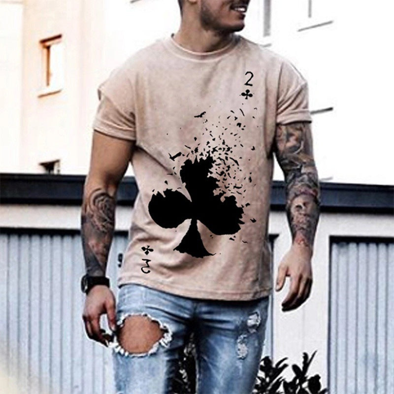 Short Sleeved Shirt Men's A Of Spades Print Crew Neck T Shirt