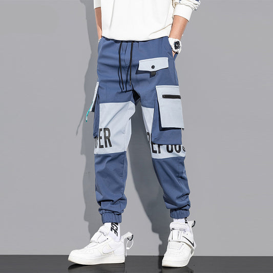 Bunch Foot Casual Pants Trendy Fall New Colorwork Work Pants Men Hip-Hop Loose Pants