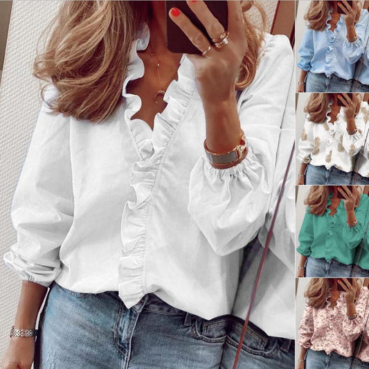 New long-sleeved ruffled shirt