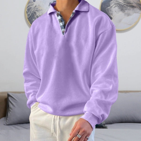 Popular Autumn Long Sleeve V-Neck Men's Polo Neck Loose Sweater