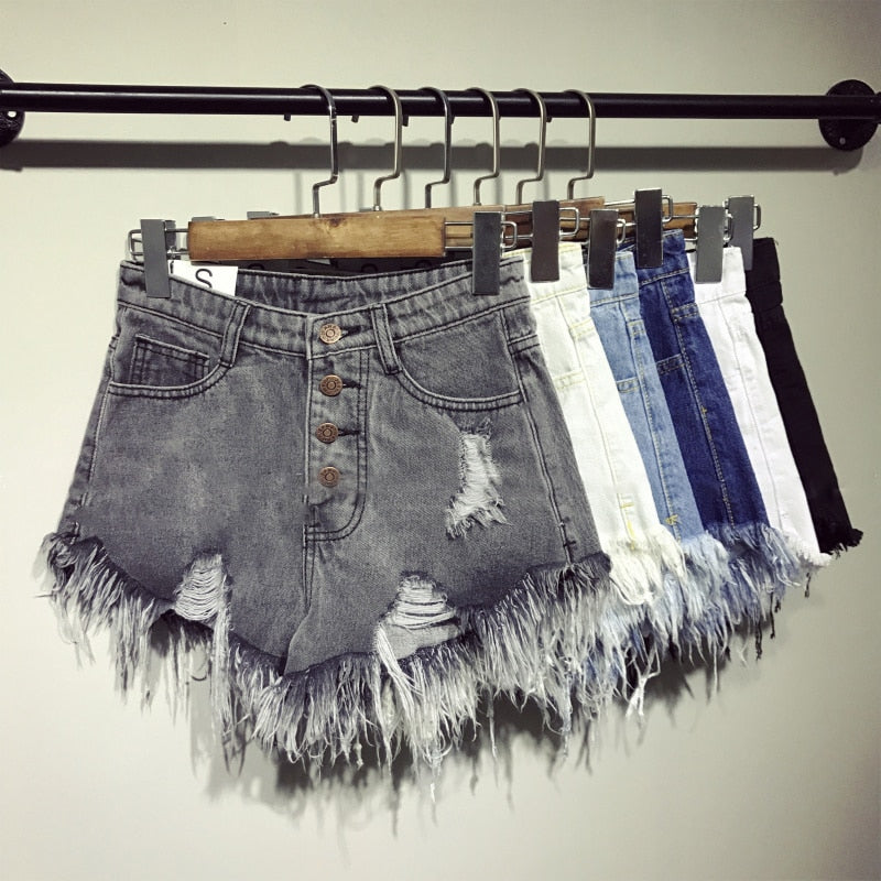 weibliche Mode lässig Sommer coole Frauen Denim Beute Shorts hohe Taillen pelzgefütterte Beinöffnungen Plus Größe sexy kurze Jeans 