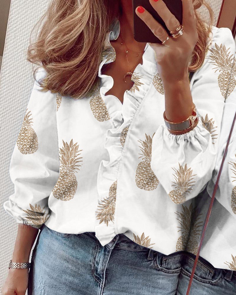 New long-sleeved ruffled shirt