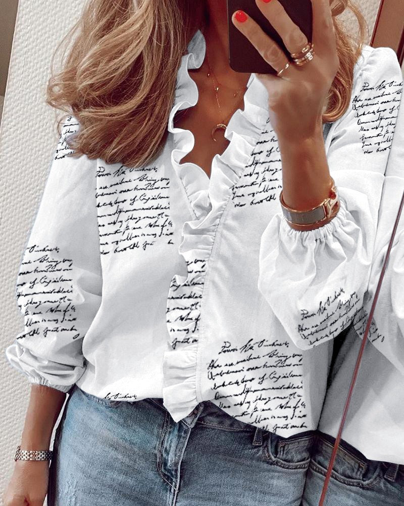 New long-sleeved ruffled shirt