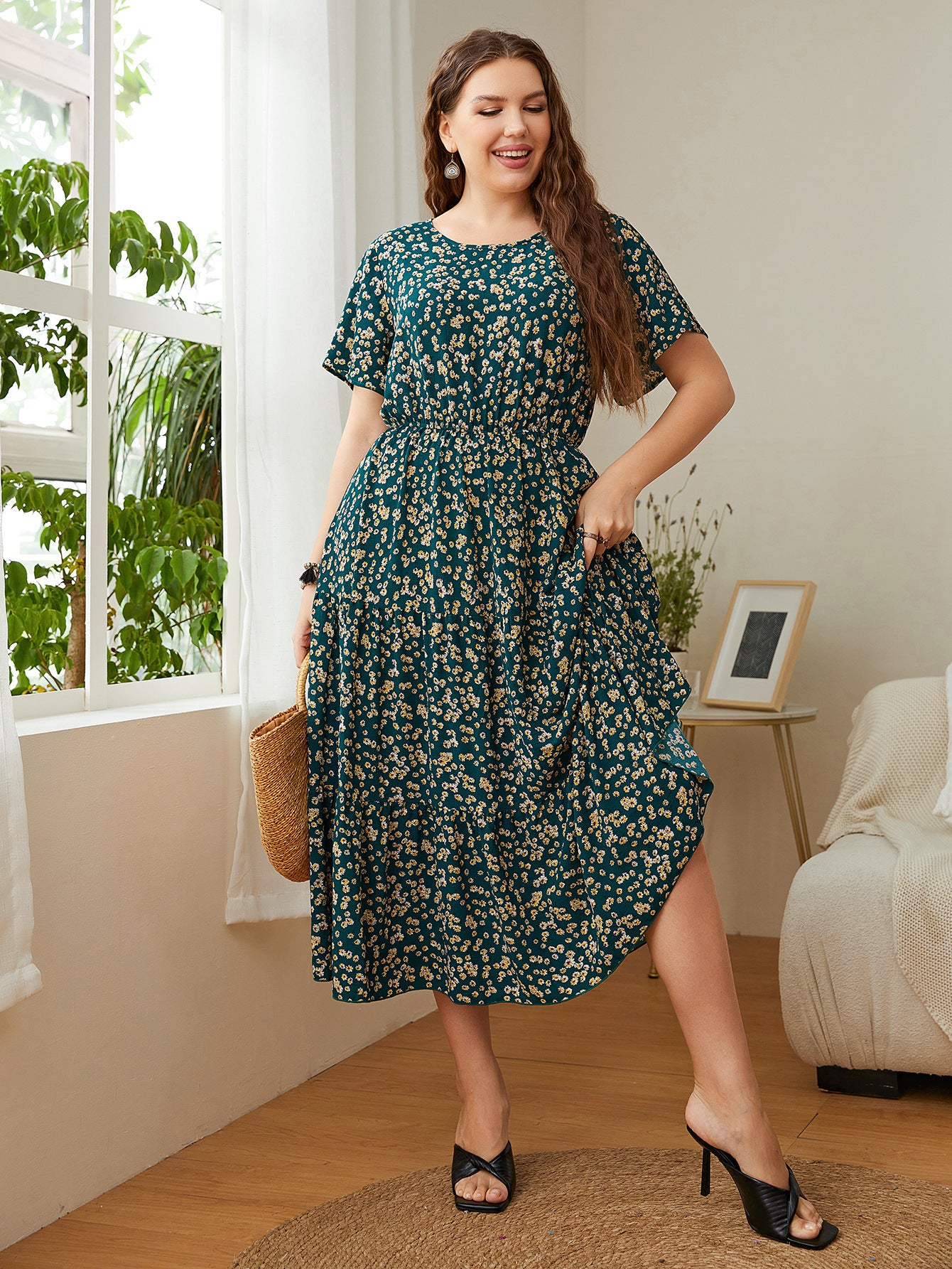 Sommer Plus Size Damen Kleider mit Blumendruck