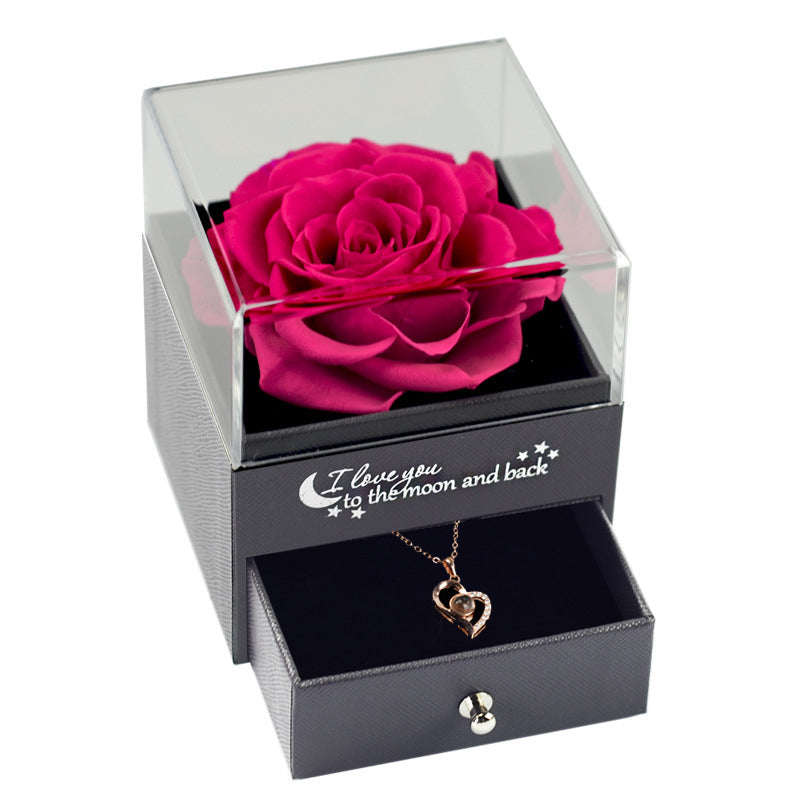 Eternal Flower Jewelry Box Rose Gift Box Necklace Wear Wedding Valentine's Day Gift