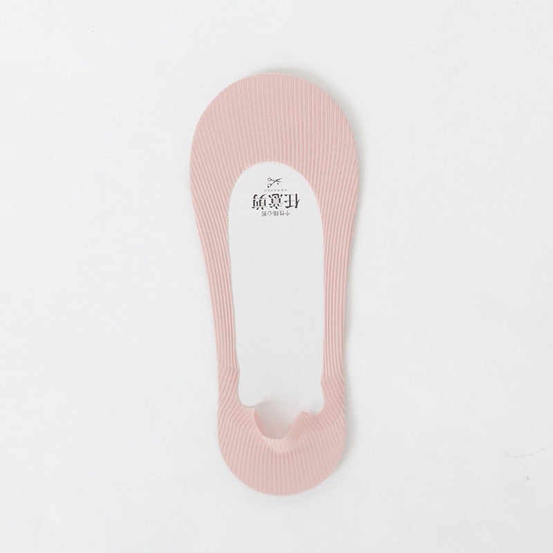 Ice Silk Cut Boat Socks Women's Thin Shallow Mouth Invisible Socks Silicone Can't Fall Off The Heels Spring And Summer Solid Color Socks
