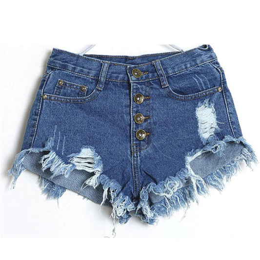 Shorts Damen Vintage High Waist Shorts Slim Fit Denim Jeans Shorts getragen Loose Burr Hole Jeans