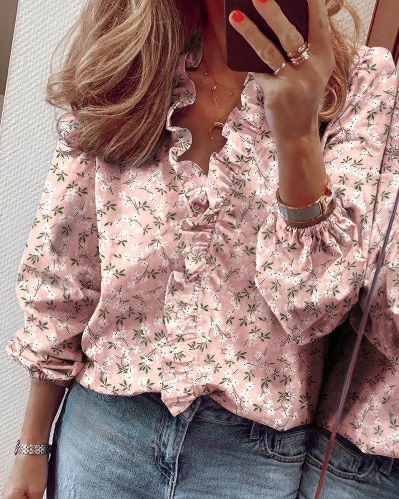 New long-sleeved ruffled shirt