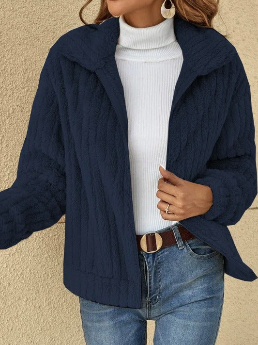 Women's Autumn And Winter New Style Pit Strip Wool Cardigan Lapel Short Coat