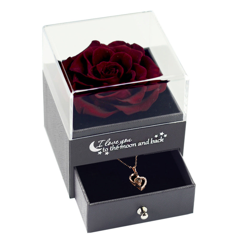 Eternal Flower Jewelry Box Rose Gift Box Necklace Wear Wedding Valentine's Day Gift