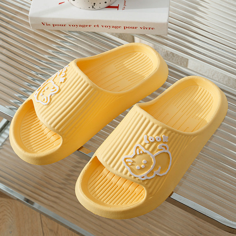 Cute Cat Slippers Summer Women Home Shoes Bath Thick Platform Non-Slip Slides Indoor Outdoor