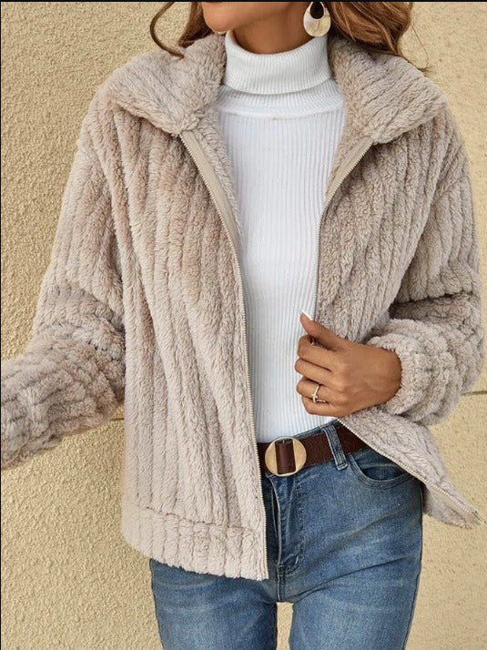 Women's Autumn And Winter New Style Pit Strip Wool Cardigan Lapel Short Coat