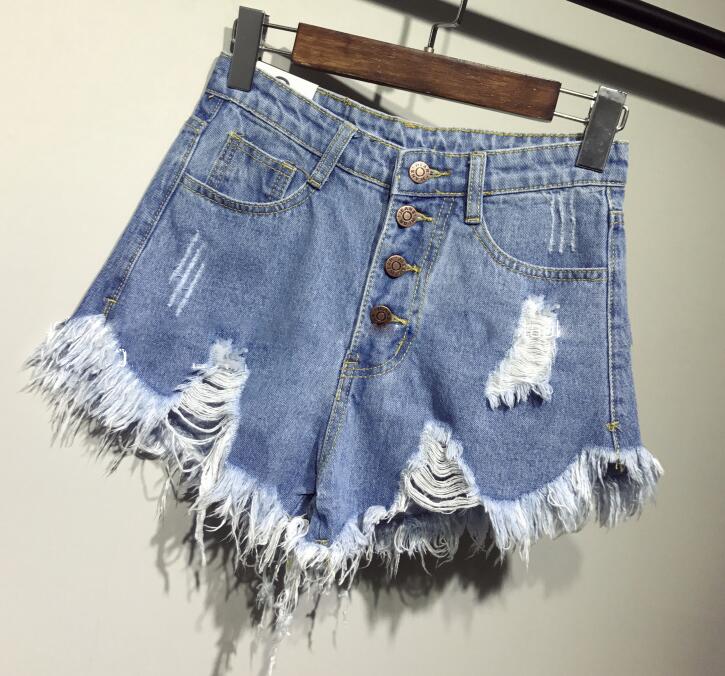 weibliche Mode lässig Sommer coole Frauen Denim Beute Shorts hohe Taillen pelzgefütterte Beinöffnungen Plus Größe sexy kurze Jeans 