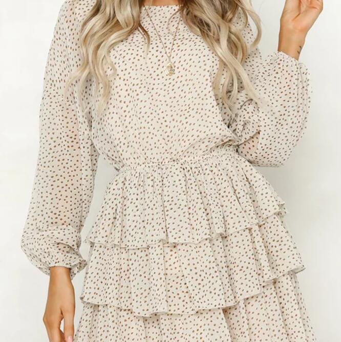 Polka Dot Dress Women White Backless Mini Party Dresses Long Sleeve Autumn Summer Sundress Female