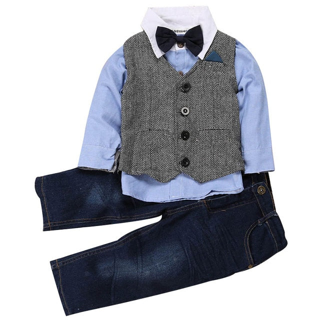 4Pcs Boys Clothes Sets Summer Children Clothing Baby Boy Sport Suit T-shirt+Jeans Costume For Kids