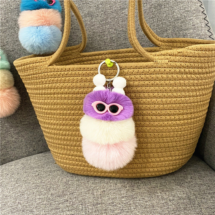 New Cute Caterpillar Key Chain Cartoon Plush Doll Bag Pendant Creative Car Key Chain Small Gift