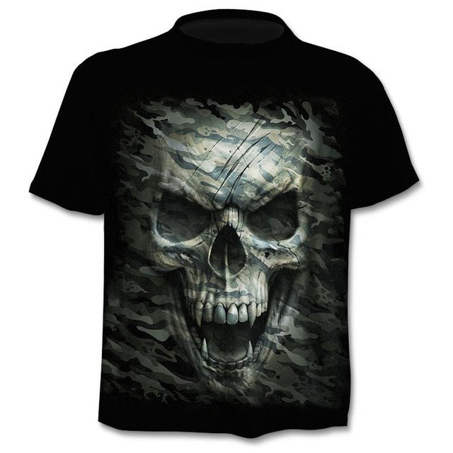 T-shirt Men Punk Style Top Tees Skull Gothic