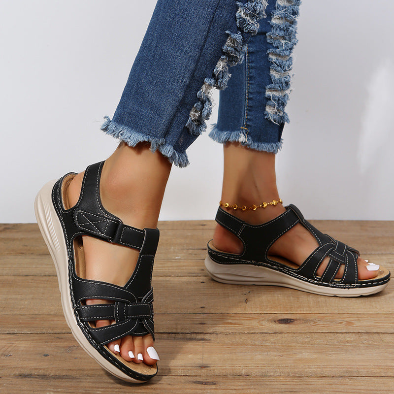 Roman Shoes Women Velcro Ankle Srap Sandals Summer Platform Sandals