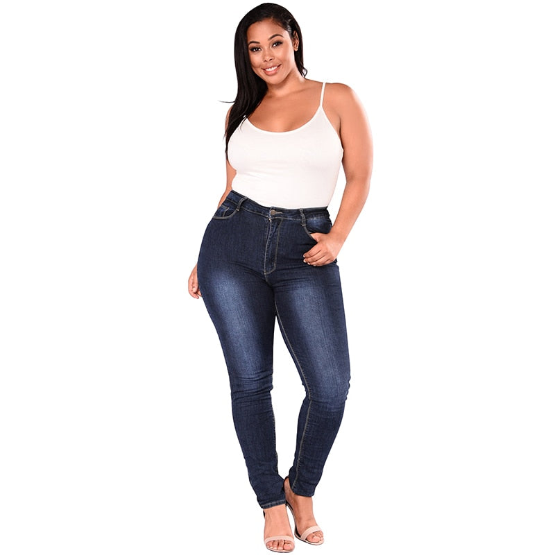 High Waist Jeans Femme Women 5XL 6XL 7XL Plus Size Leggings Blue Denim Skinny Jeans Pencil Pants Stretch Bodycon Slim Trousers