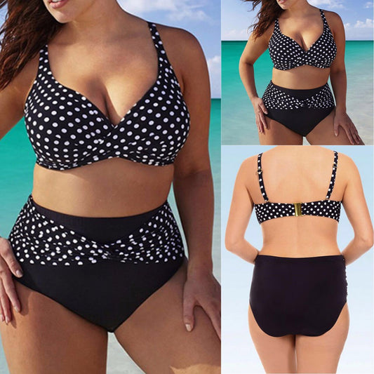 New Ladies Polka Dot Split Swimsuit Sexy Plus Size Swimsuit Polka Dot Bikini