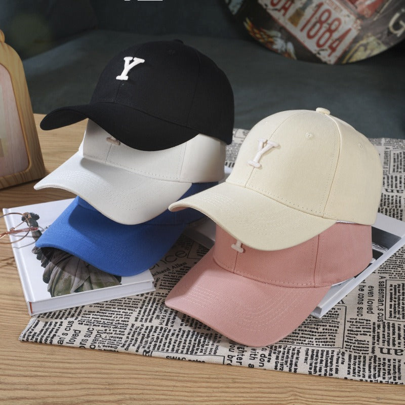 Hat Women's Spring and Summer Letter Y Baseball Hat Hard Top Sunshade Sunscreen Cap