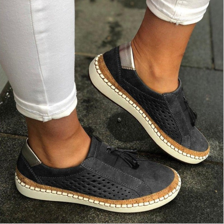 Womens Casual Shoes, One Footed Slacker Shoes, Lefu Tassels, Hollowed Out Single Shoes