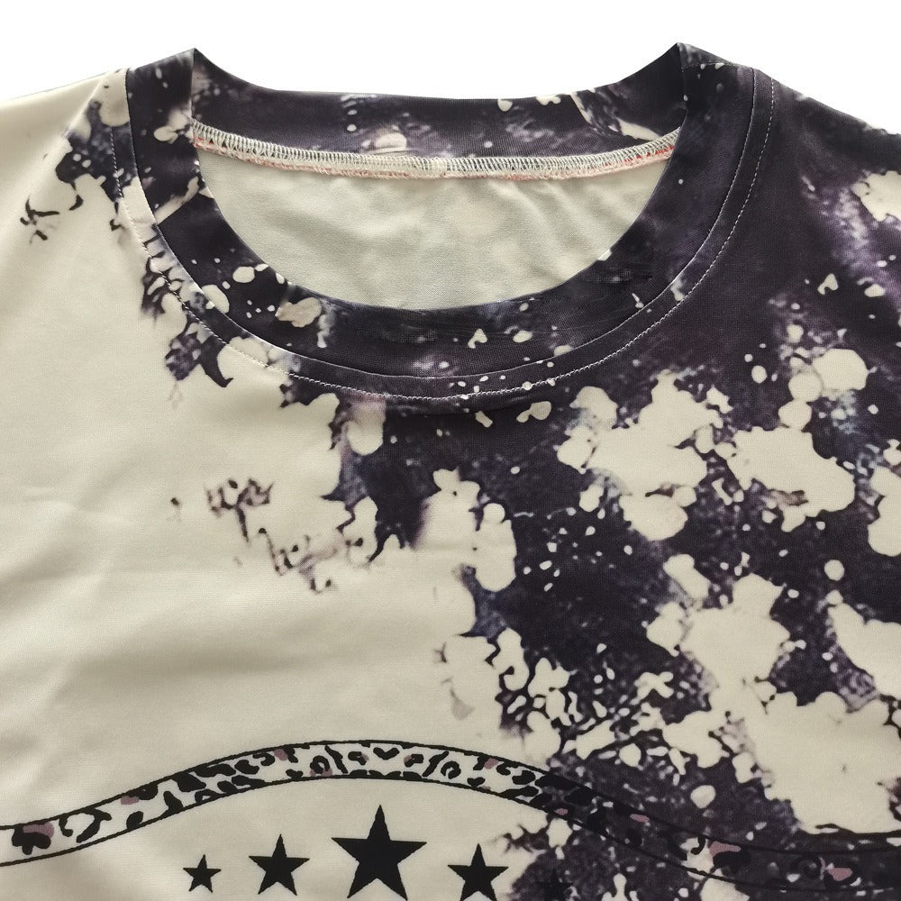 Summer New Temu Top Digital Print Round Neck Short Sleeve T Shirt Womens Wear