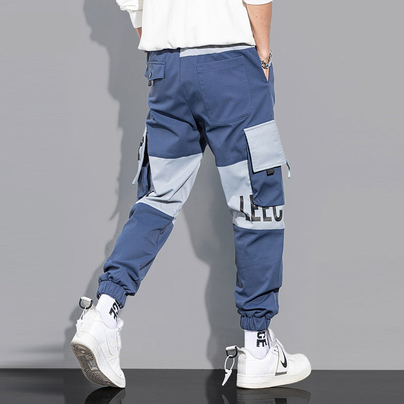 Bunch Foot Casual Pants Trendy Fall New Colorwork Work Pants Men Hip-Hop Loose Pants