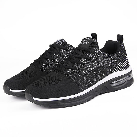 Air Cushioned Sneakers Fly Woven Upper Comfortable And Breathable Air Cushion Outsole Cushioning, High Elasticity Free And Non Slip