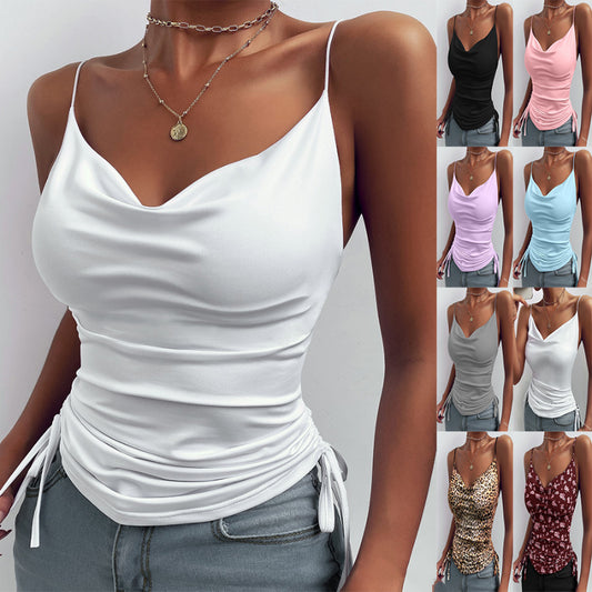 Spaghetti Strap Tops V-Ausschnitt Camisole Shirts Damen Sommerkleidung