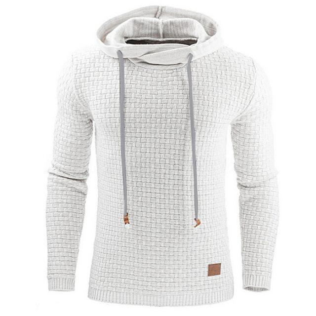 Men's Jacquard Sweater Long-sleeved Hoodie Warm Color Hooded Sweatshirt Jacket