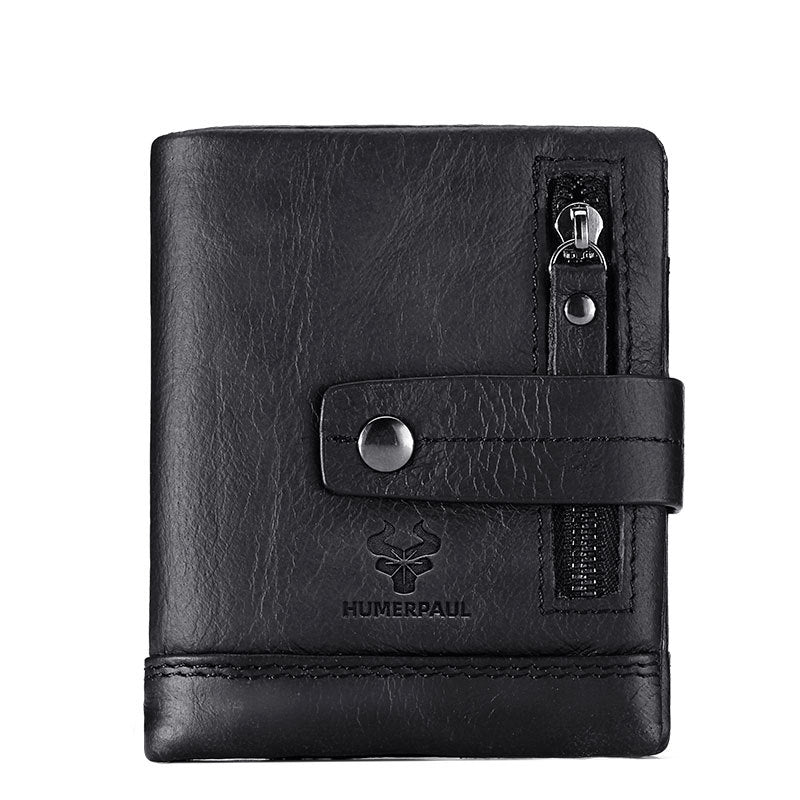 New Leather Wallet Crazy Horse Leather Zipper Buckle Wallet Leather Multifunctional Clutch