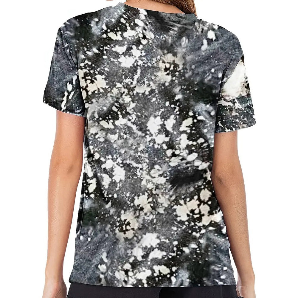 Summer New Temu Top Digital Print Round Neck Short Sleeve T Shirt Womens Wear