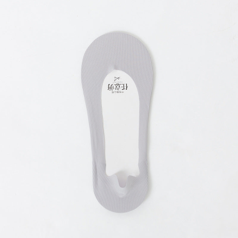 Ice Silk Cut Boat Socks Women's Thin Shallow Mouth Invisible Socks Silicone Can't Fall Off The Heels Spring And Summer Solid Color Socks