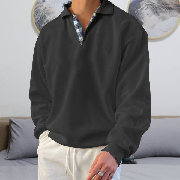 Popular Autumn Long Sleeve V-Neck Men's Polo Neck Loose Sweater