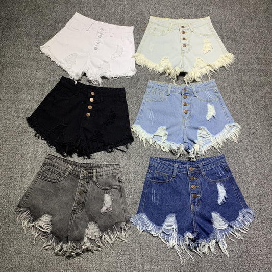 weibliche Mode lässig Sommer coole Frauen Denim Beute Shorts hohe Taillen pelzgefütterte Beinöffnungen Plus Größe sexy kurze Jeans 