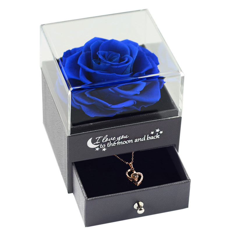 Eternal Flower Jewelry Box Rose Gift Box Necklace Wear Wedding Valentine's Day Gift