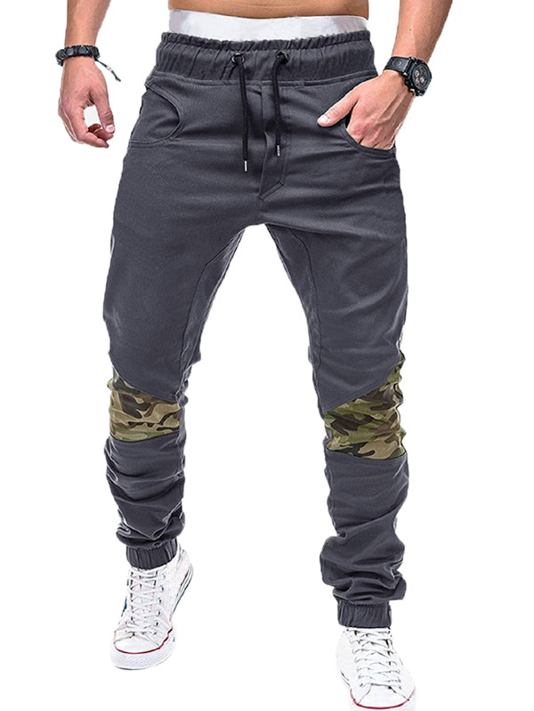 Elastic Waist Camo Patchwork Jogger Pants